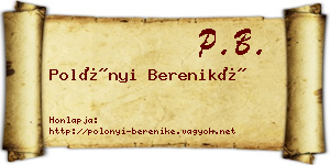 Polónyi Bereniké névjegykártya